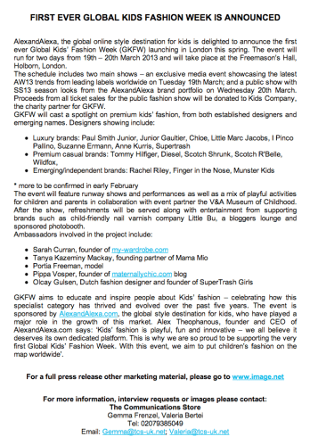 FIRST EVER GLOBAL KIDS FASHION WEEK